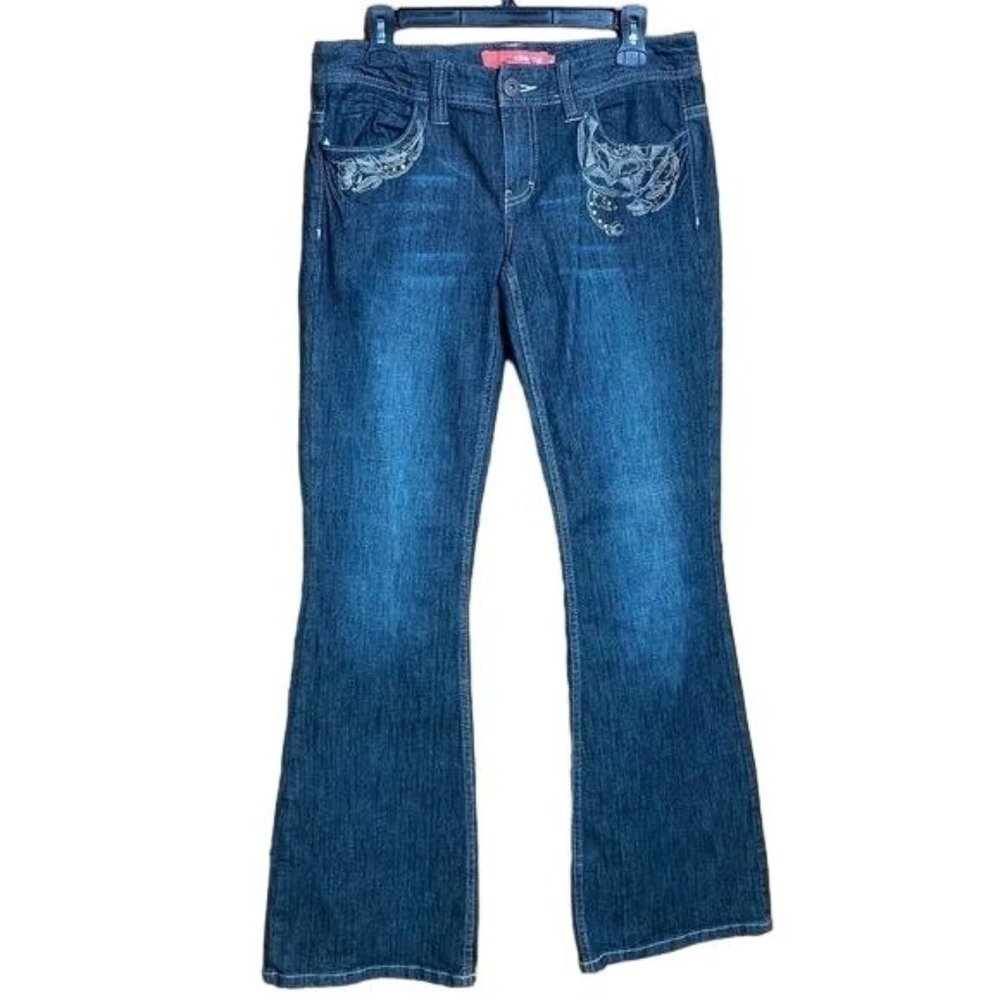 Calvin Klein Choice Blue Embroidered Low Rise Boot Cut Size 28